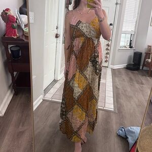 Raga Jenya Brown Patchwork Maxi Dress